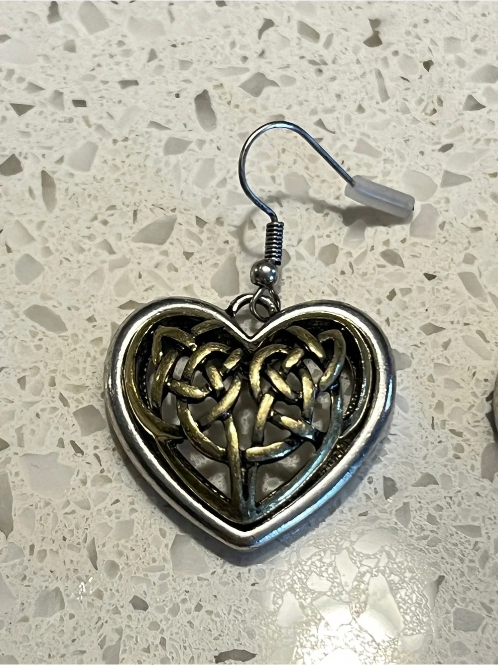 Heart Knot‎ Drop Earrings - Silver & Gold